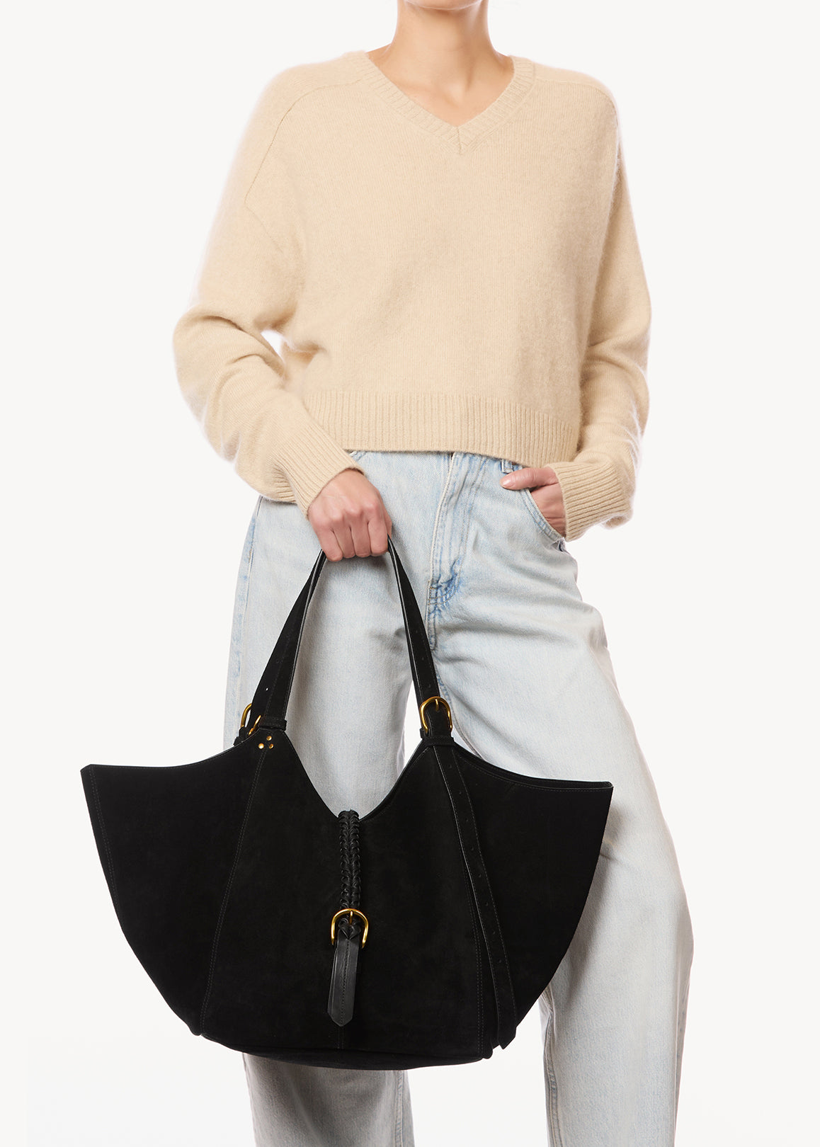 Sac Cabas Joseph M Croûte Velours Noir