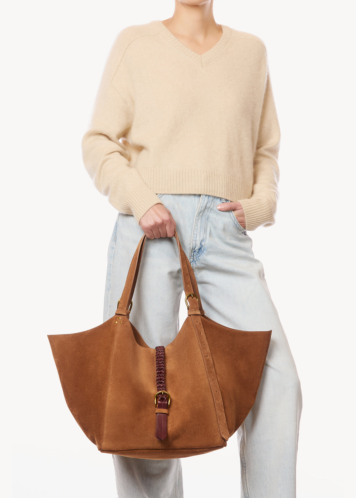 Sac Cabas Joseph M Croûte Velours Caramel