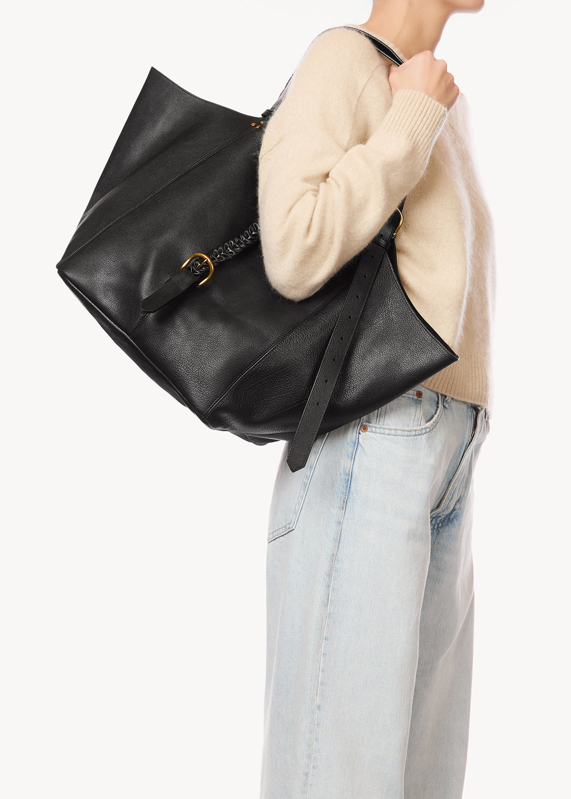 Sac Cabas Joseph M buffle Noir Brass