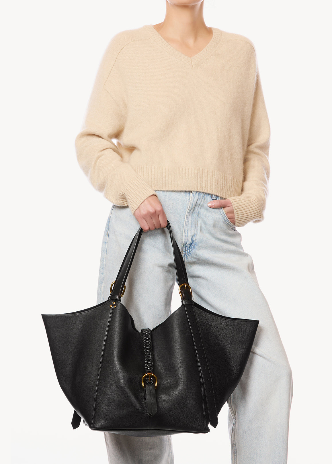 Sac Cabas Joseph M buffle Noir Brass