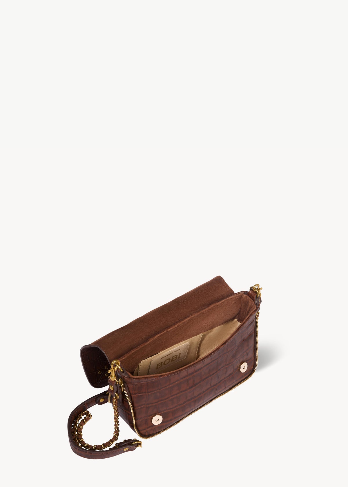 Sac Bobi S Mouton Imprimé Croco Cigare
