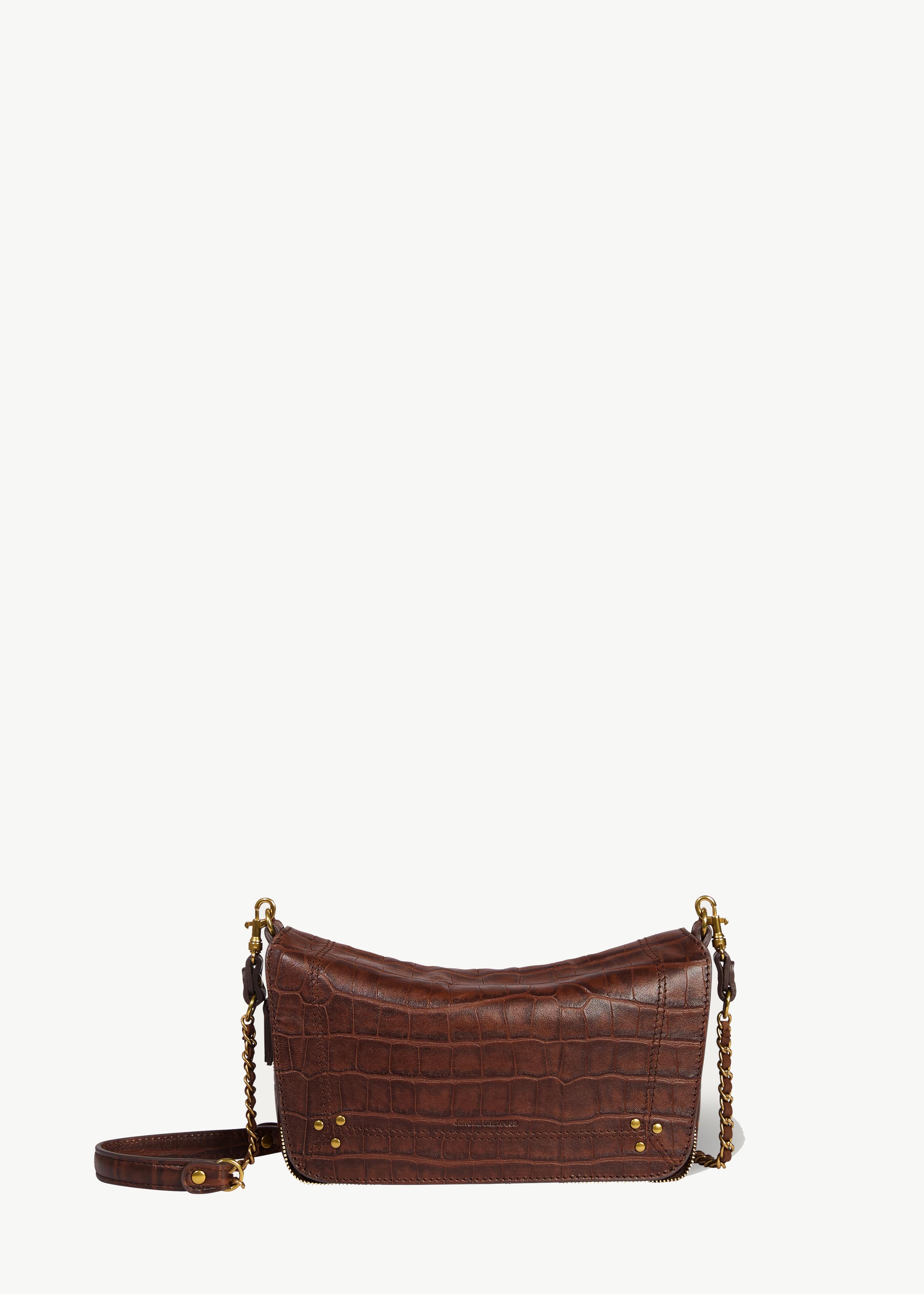 Sac Bobi S Mouton Imprimé Croco Cigare