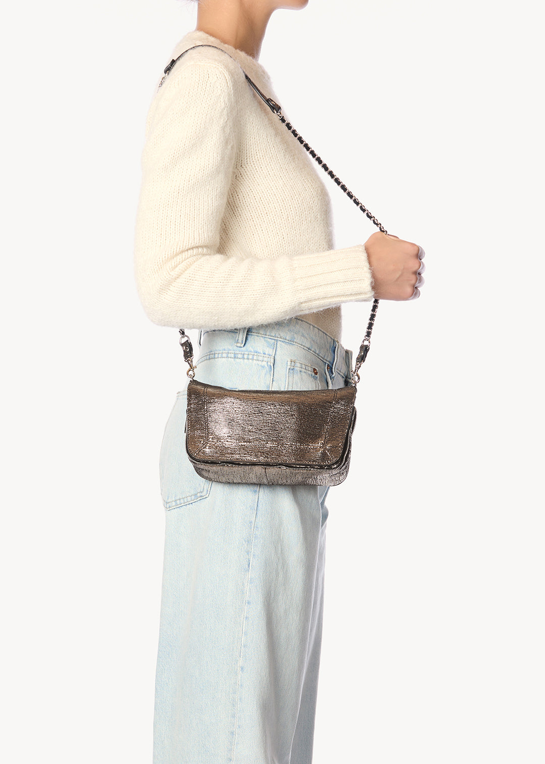 Sac Bobi S Chèvre Lamé Champagne