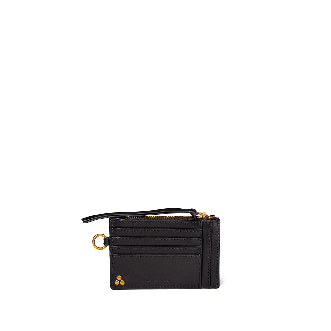 Lucky porte cartes Vachette Noir Brass