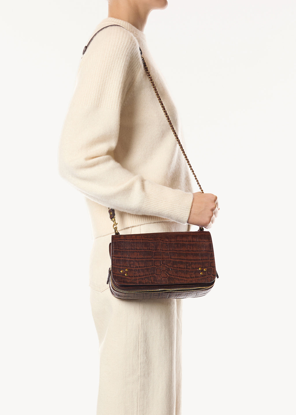 Sac Bobi Mouton Imprimé Croco Cigare