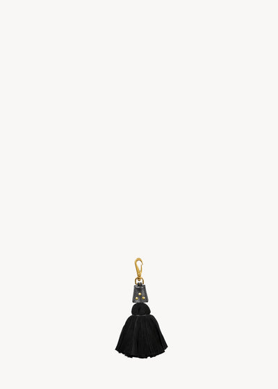 Keychain Big Pompon Noir Goatskin