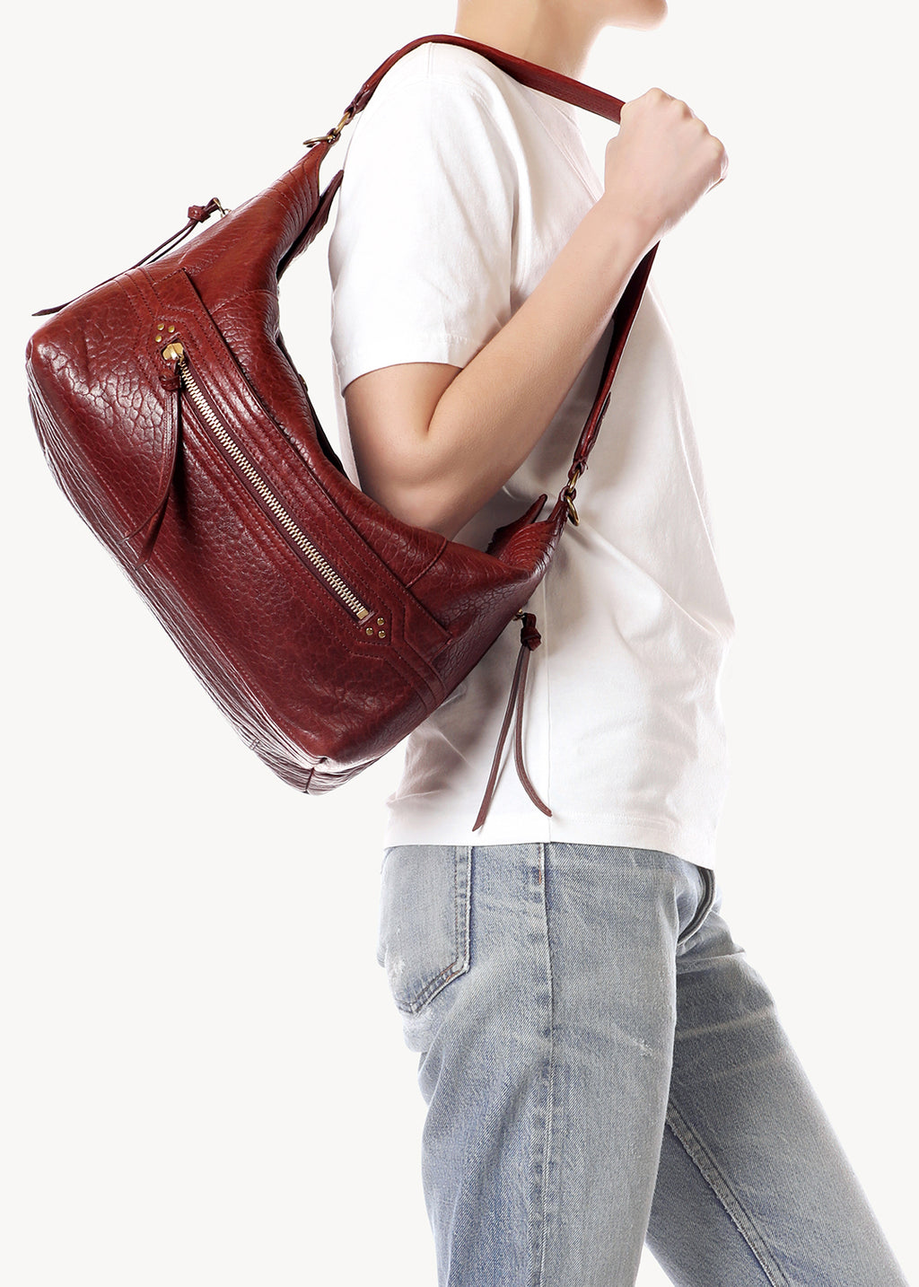 Sac Lucky Hobo Large Agneau Bubble Burgundy