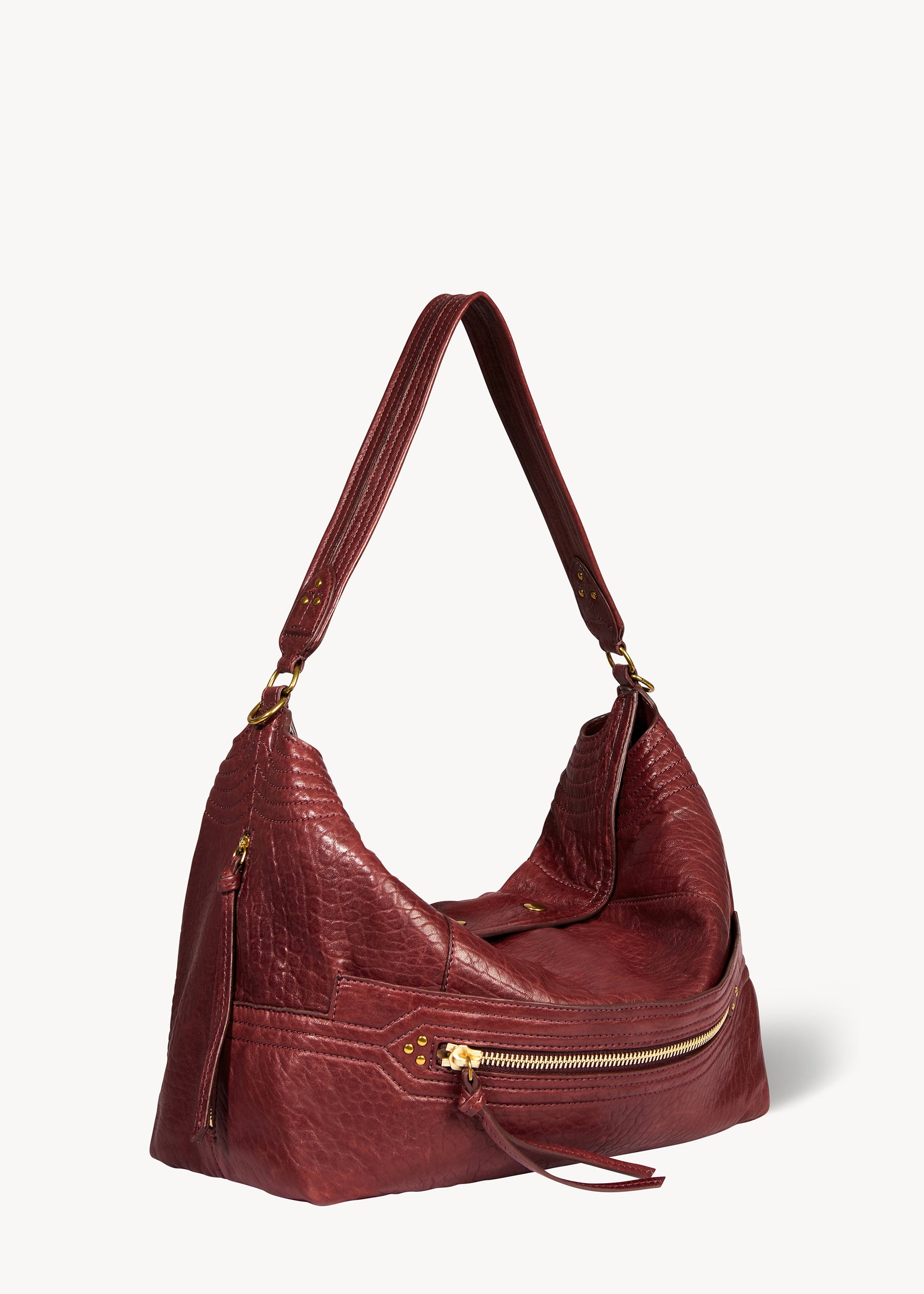 Sac Lucky Hobo Large Agneau Bubble Burgundy