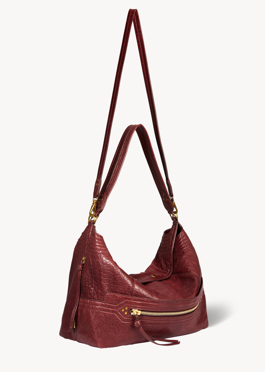 Sac Lucky Hobo Large Agneau Bubble Burgundy