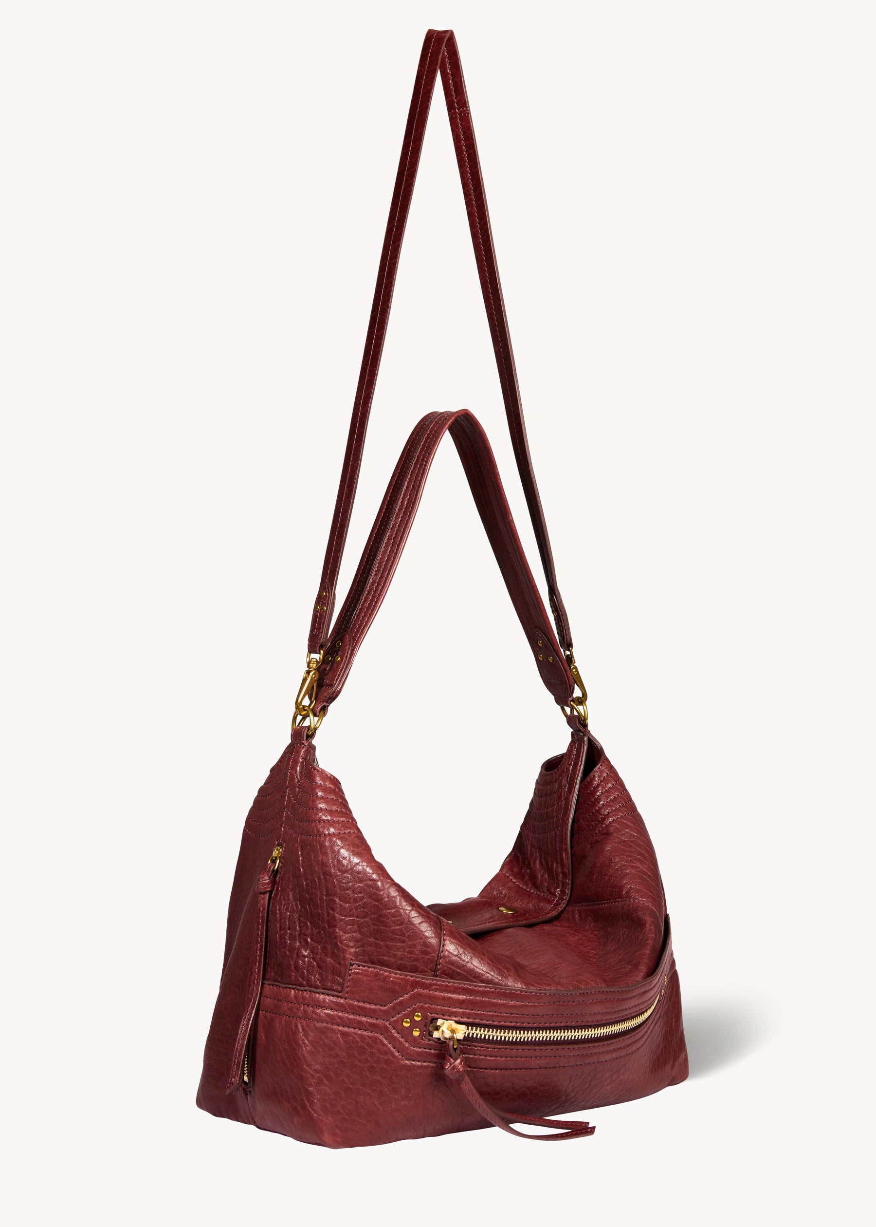 Sac Lucky Hobo Large Agneau Bubble Burgundy
