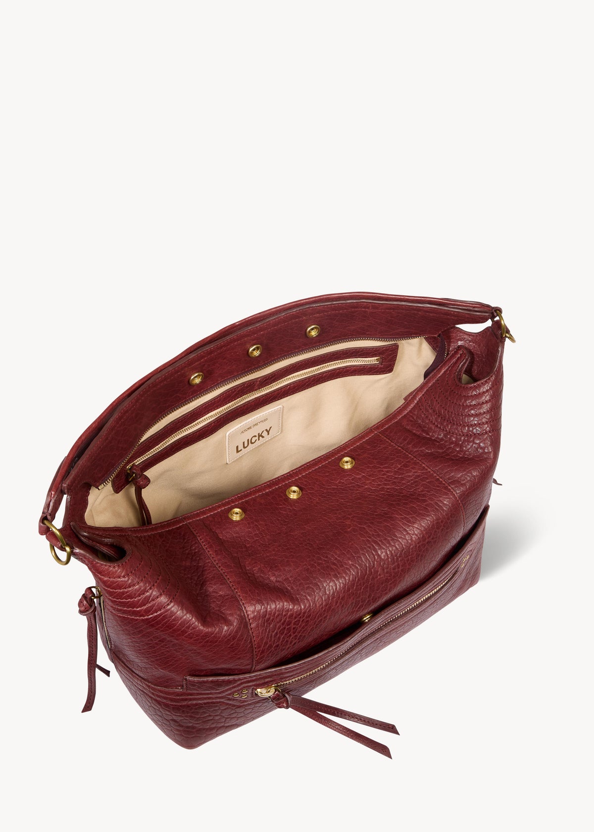 Sac Lucky Hobo Large Agneau Bubble Burgundy