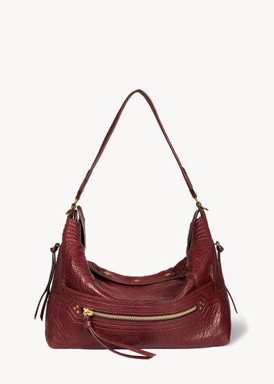 Sac Lucky Hobo Large Agneau Bubble Burgundy