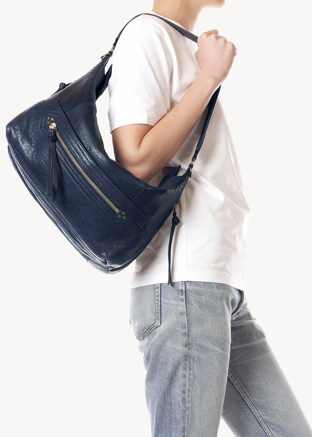 Sac Lucky Hobo Large Agneau Bubble Night Blue