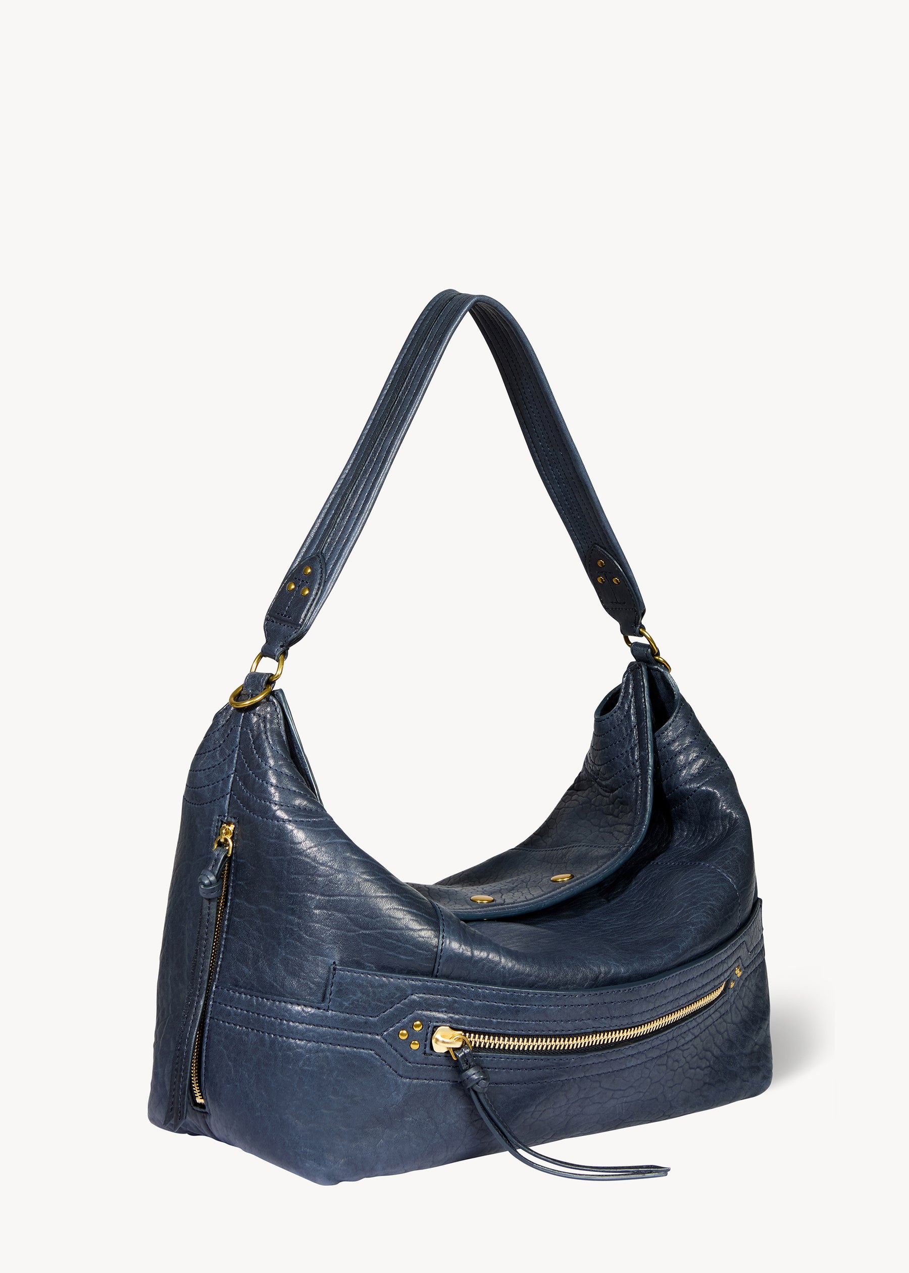 Sac Lucky Hobo Large Agneau Bubble Night Blue