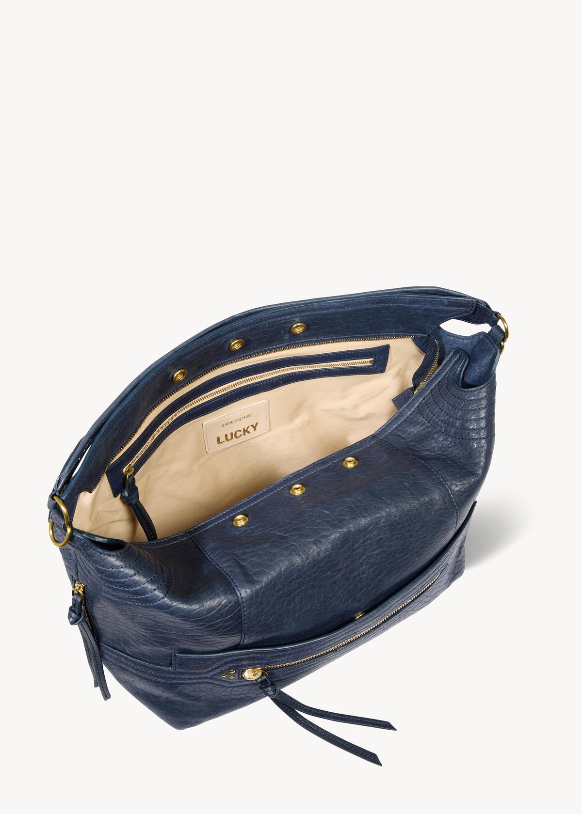 Sac Lucky Hobo Large Agneau Bubble Night Blue