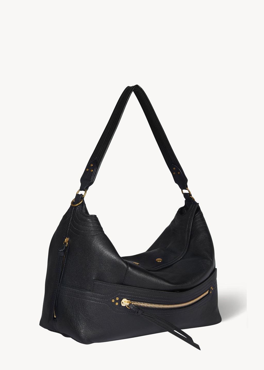 Sac Lucky Hobo Large buffle Noir Brass