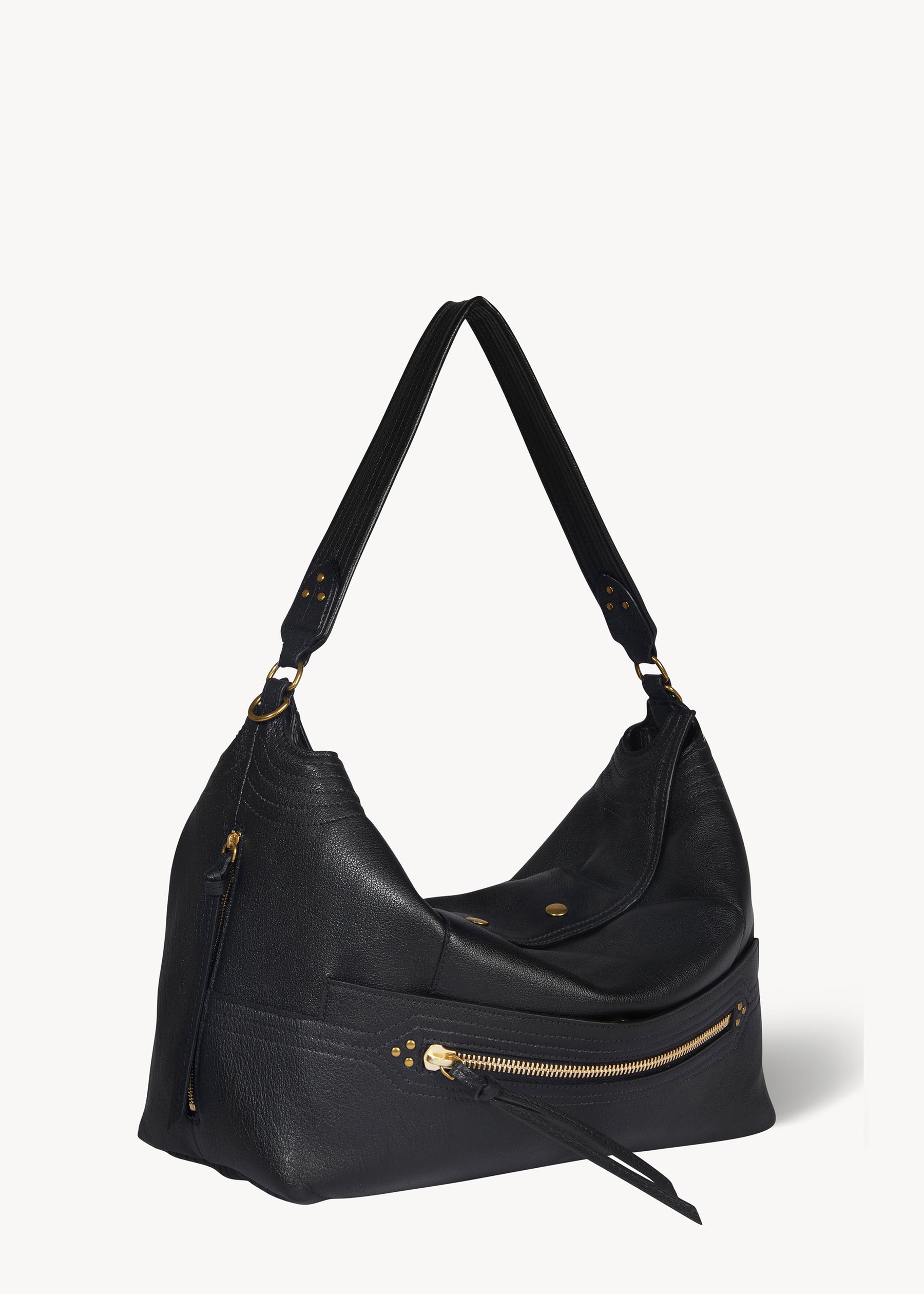 Sac Lucky Hobo Large buffle Noir Brass