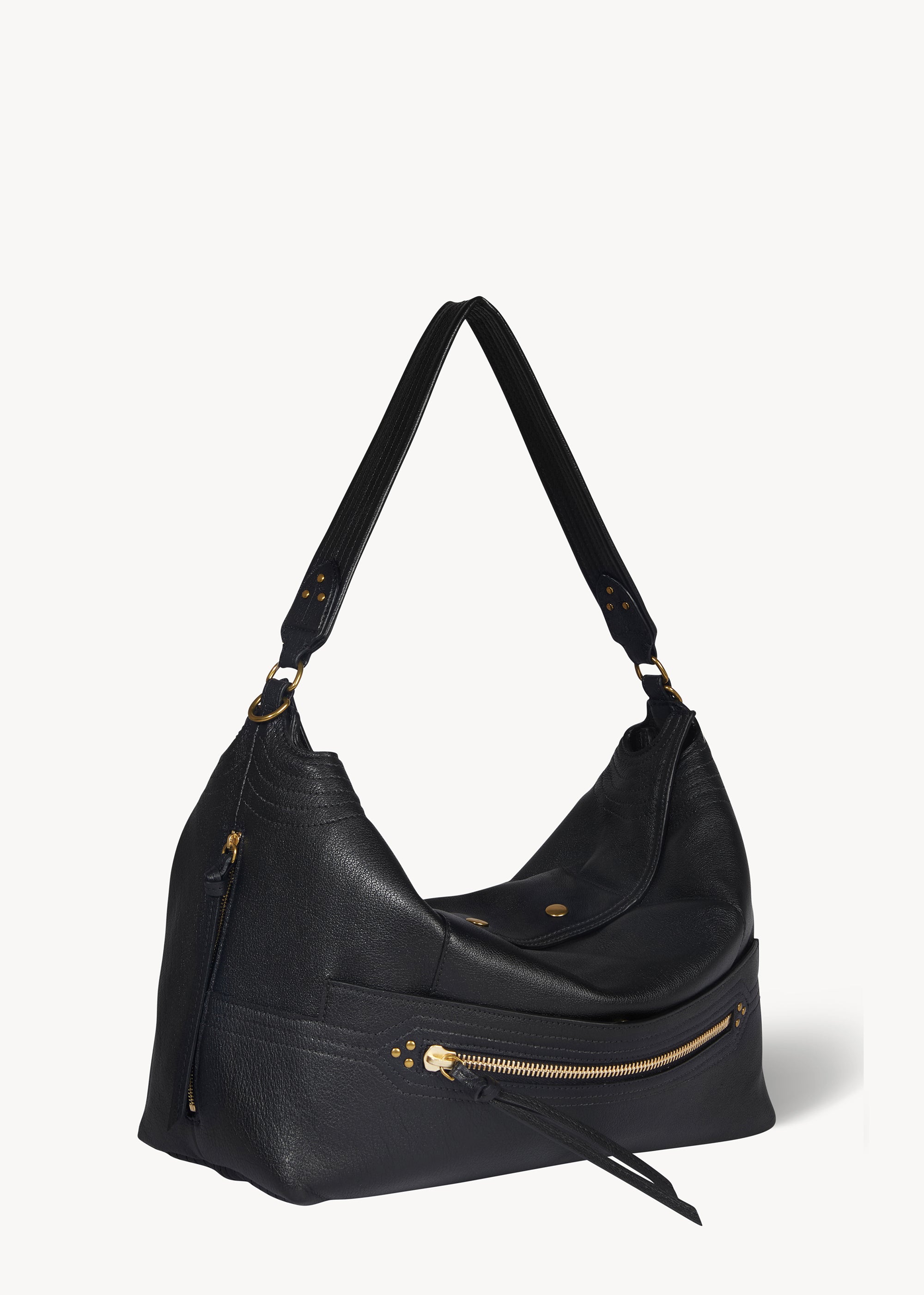 Sac Lucky Hobo Large buffle Noir Brass