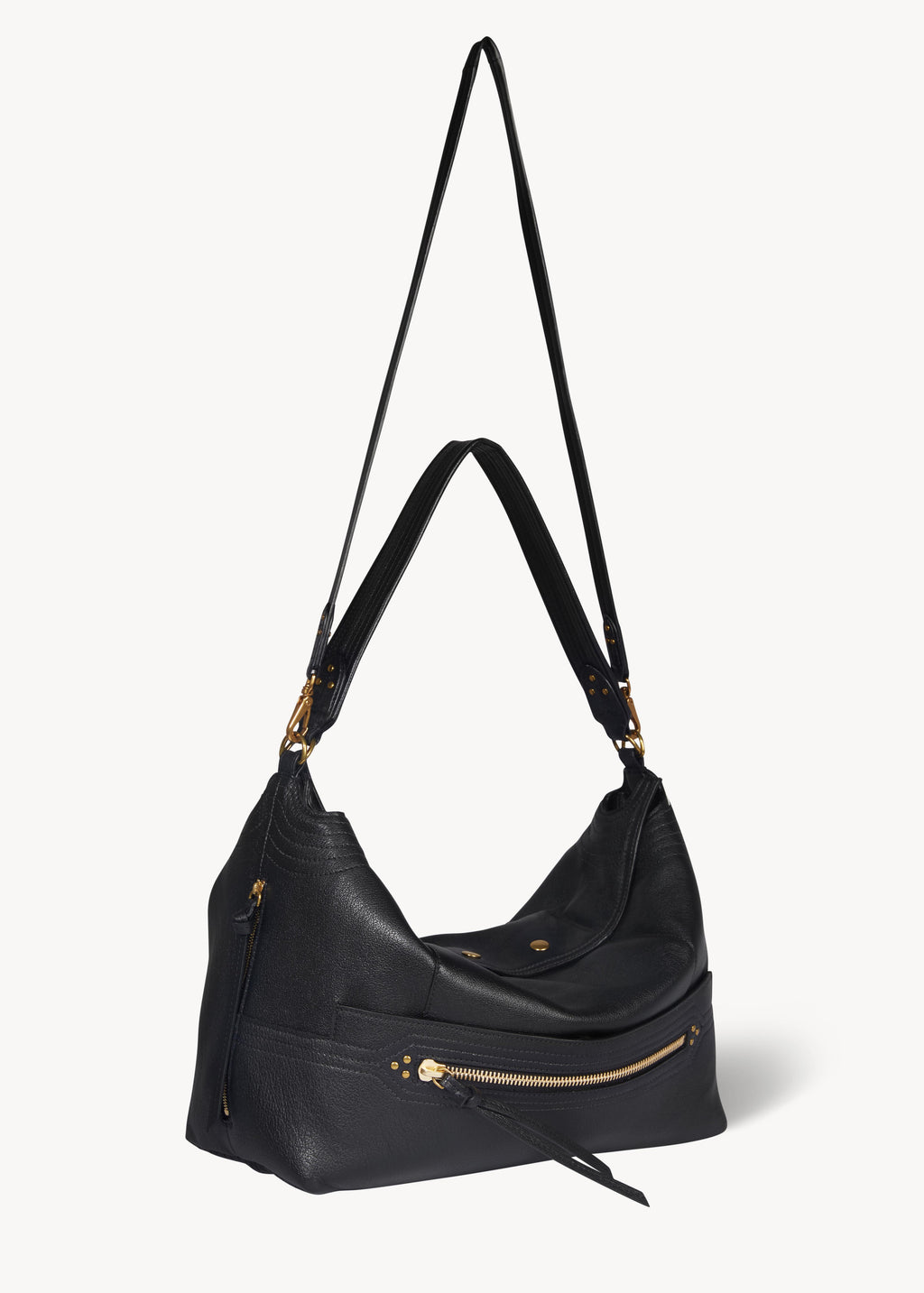 Sac Lucky Hobo Large buffle Noir Brass