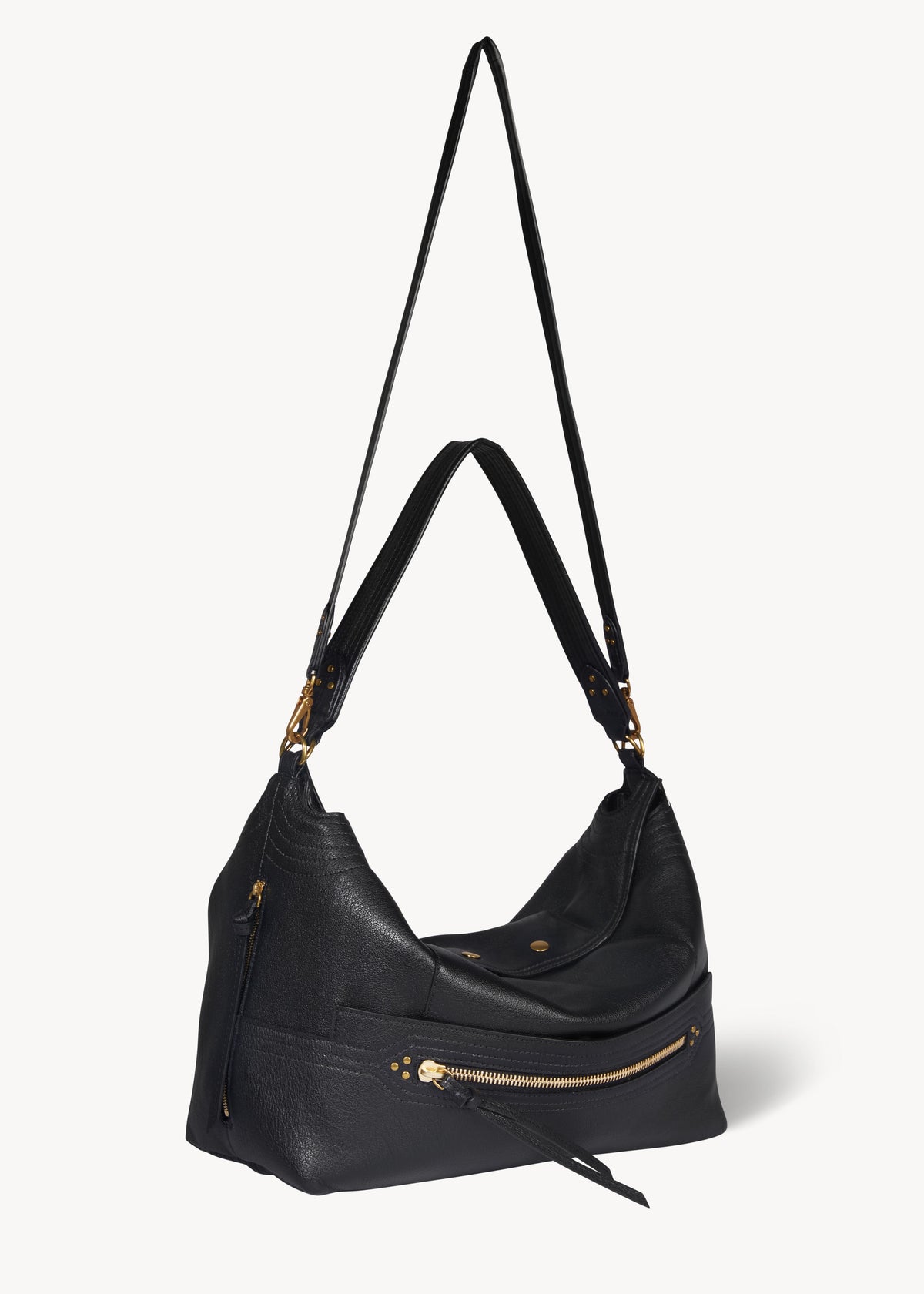 Sac Lucky Hobo Large buffle Noir Brass