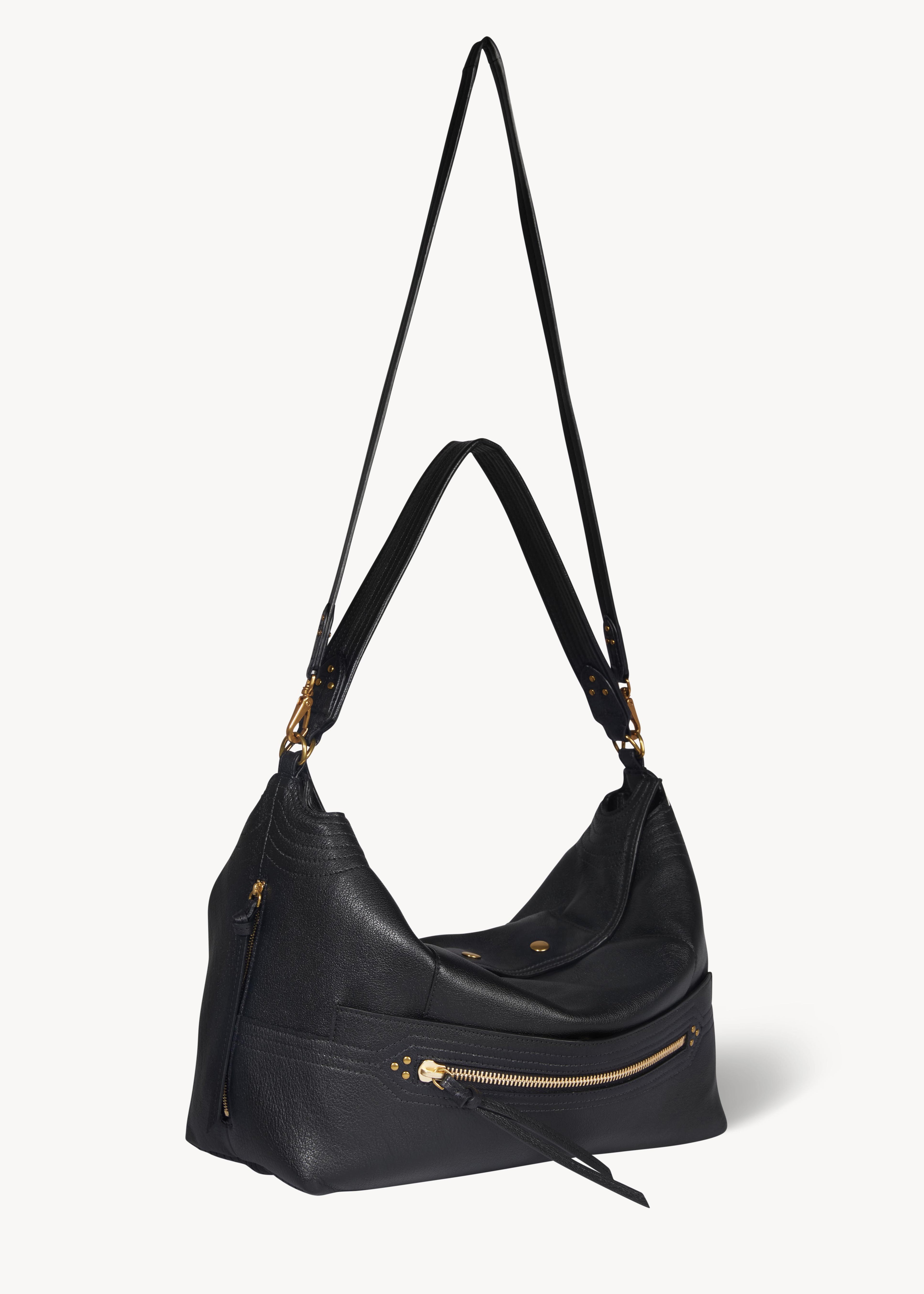 Sac Lucky Hobo Large buffle Noir Brass