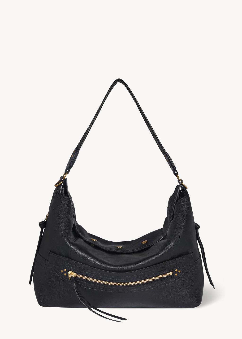Sac Lucky Hobo Large buffle Noir Brass