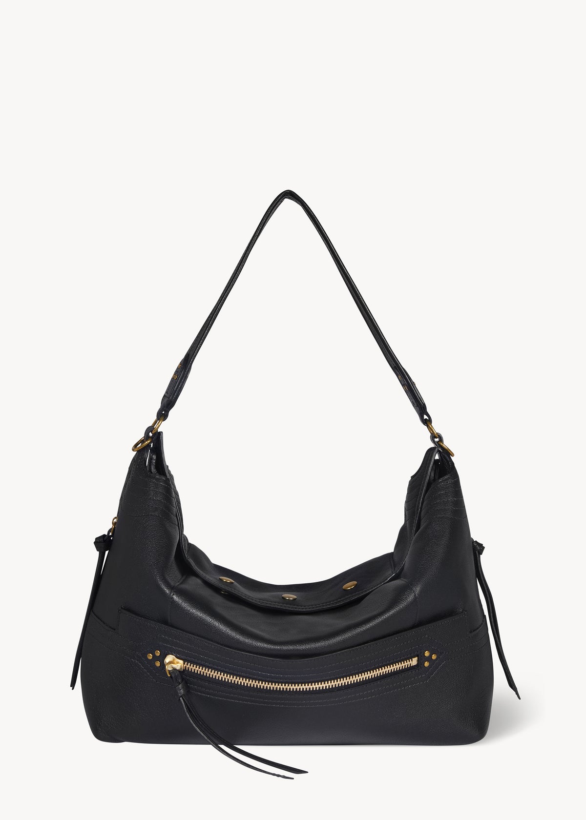Sac Lucky Hobo Large buffle Noir Brass