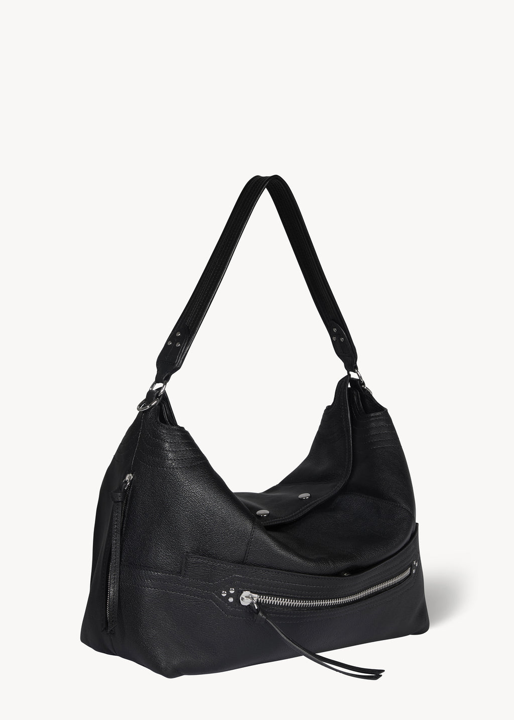 Sac Lucky Hobo Large buffle Noir Silver