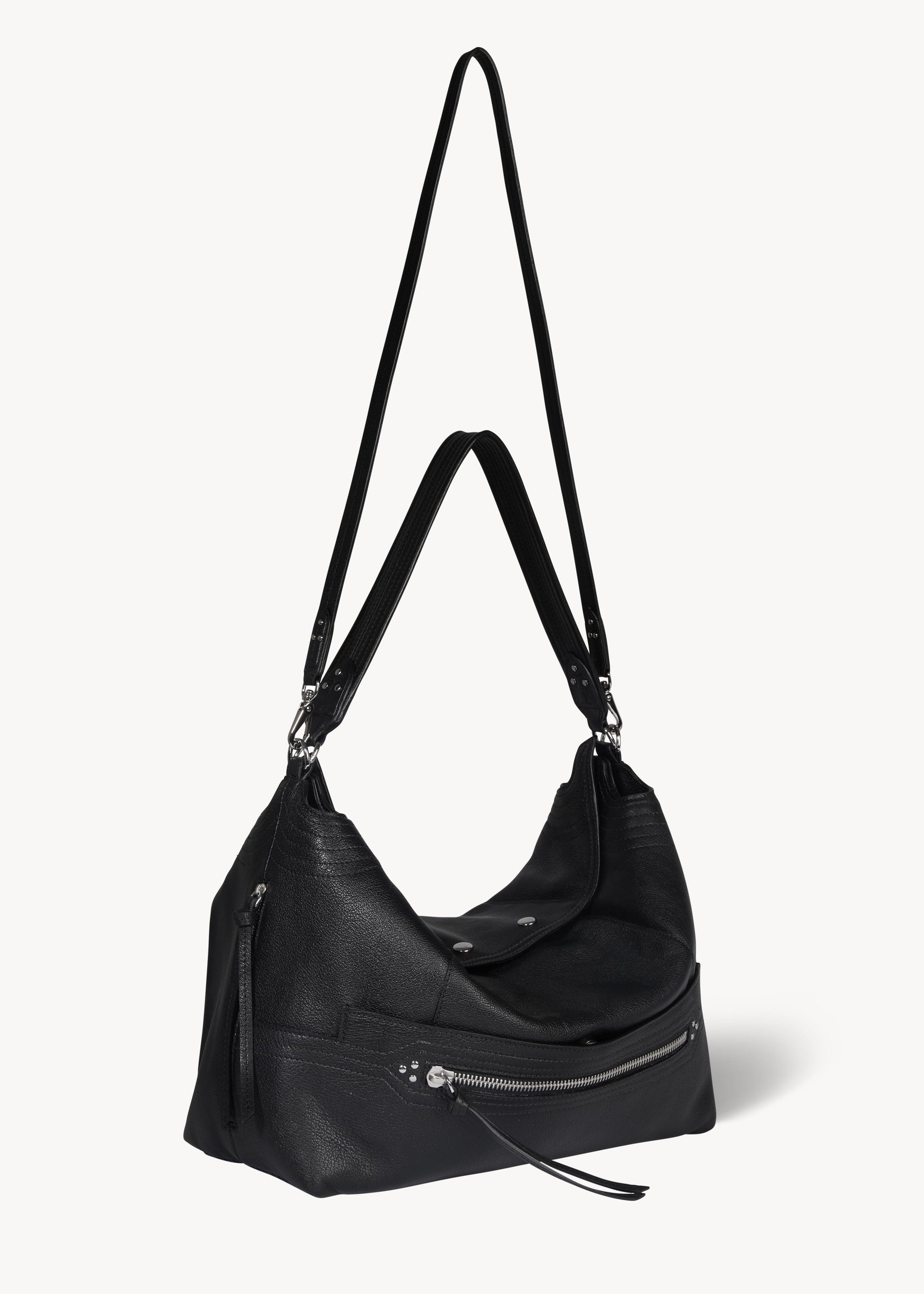 Sac Lucky Hobo Large buffle Noir Silver