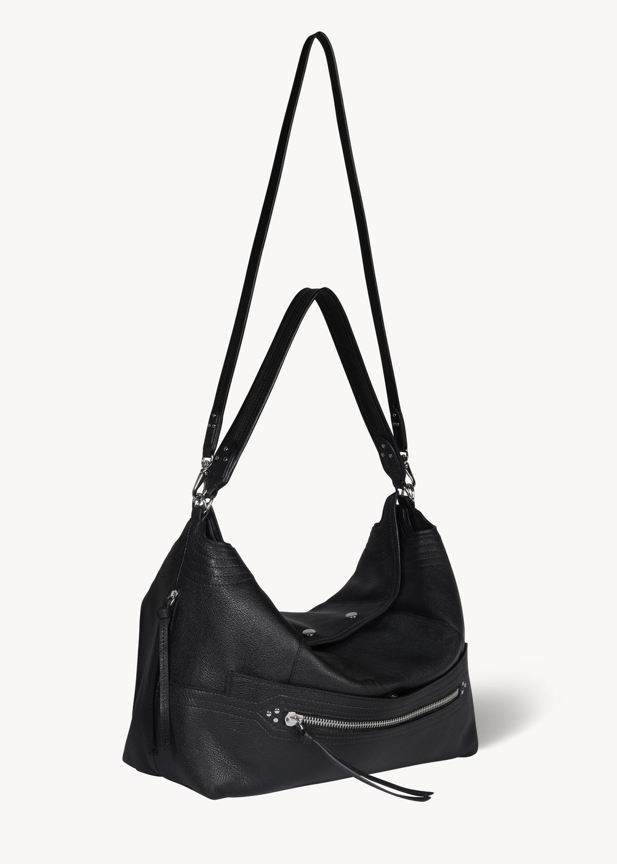Sac Lucky Hobo Large buffle Noir Silver