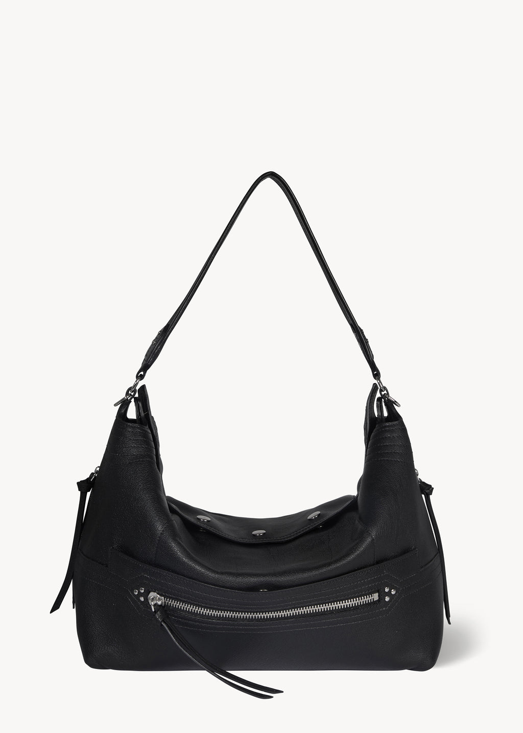 Sac Lucky Hobo Large buffle Noir Silver