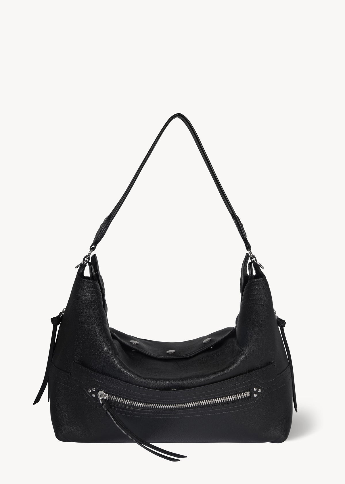 Sac Lucky Hobo Large buffle Noir Silver