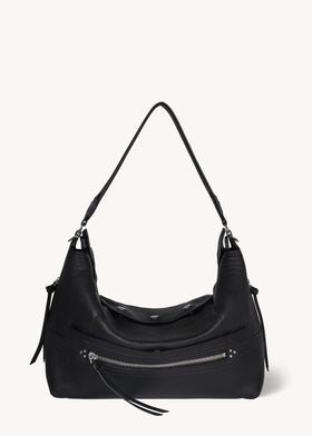 Sac Lucky Hobo Large buffle Noir Silver