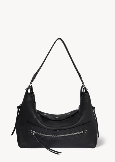 Sac Lucky Hobo Large buffle Noir Silver