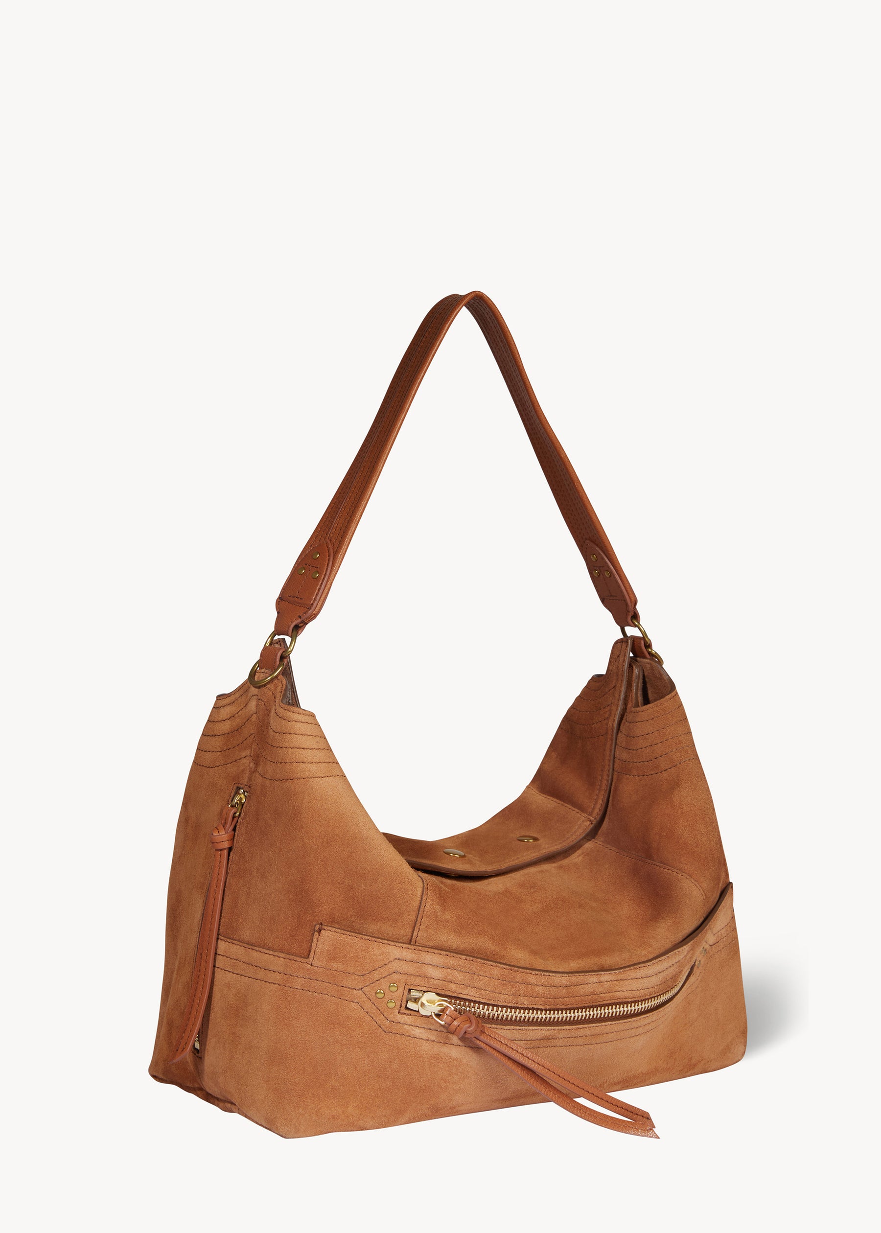 Sac Lucky Hobo Large Croûte Velours Caramel