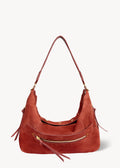 Sac Lucky Hobo Large Croûte Velours Rouille