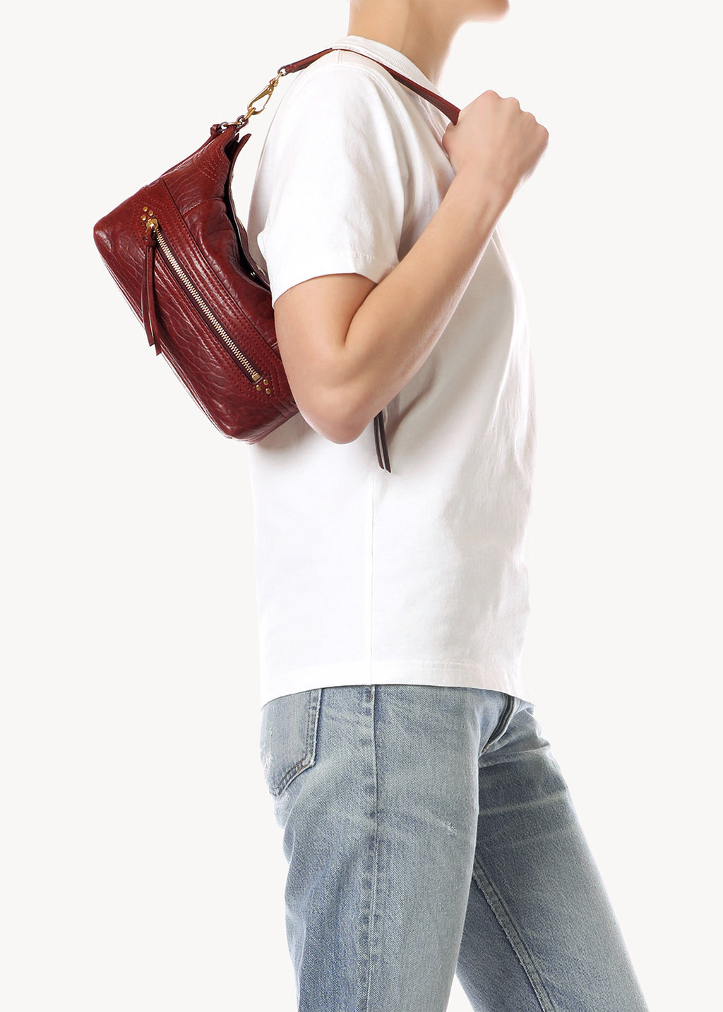 Sac Lucky Hobo Small Agneau Bubble Burgundy