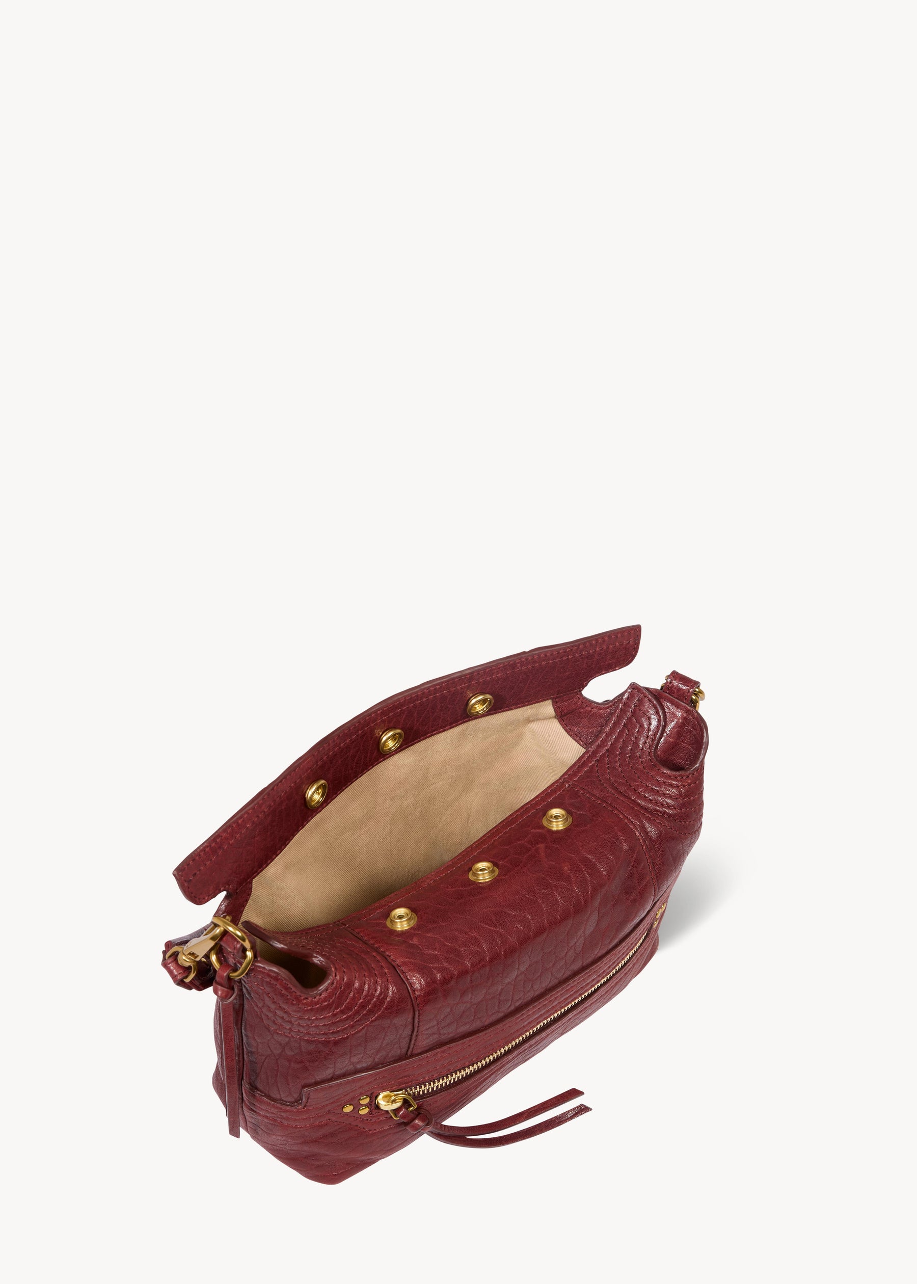 Sac Lucky Hobo Small Agneau Bubble Burgundy