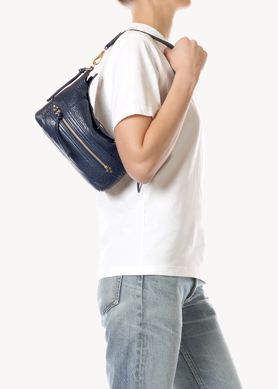 Sac Lucky Hobo Small Agneau Bubble Night Blue