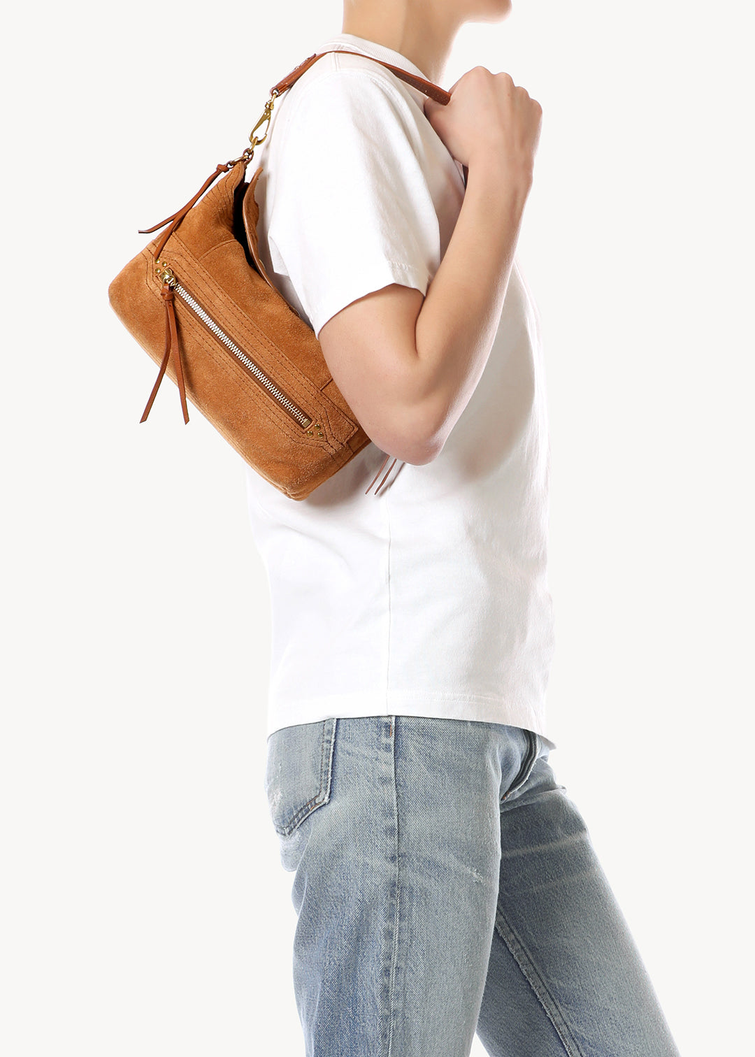 Sac Lucky Hobo Small Croûte Velours Caramel