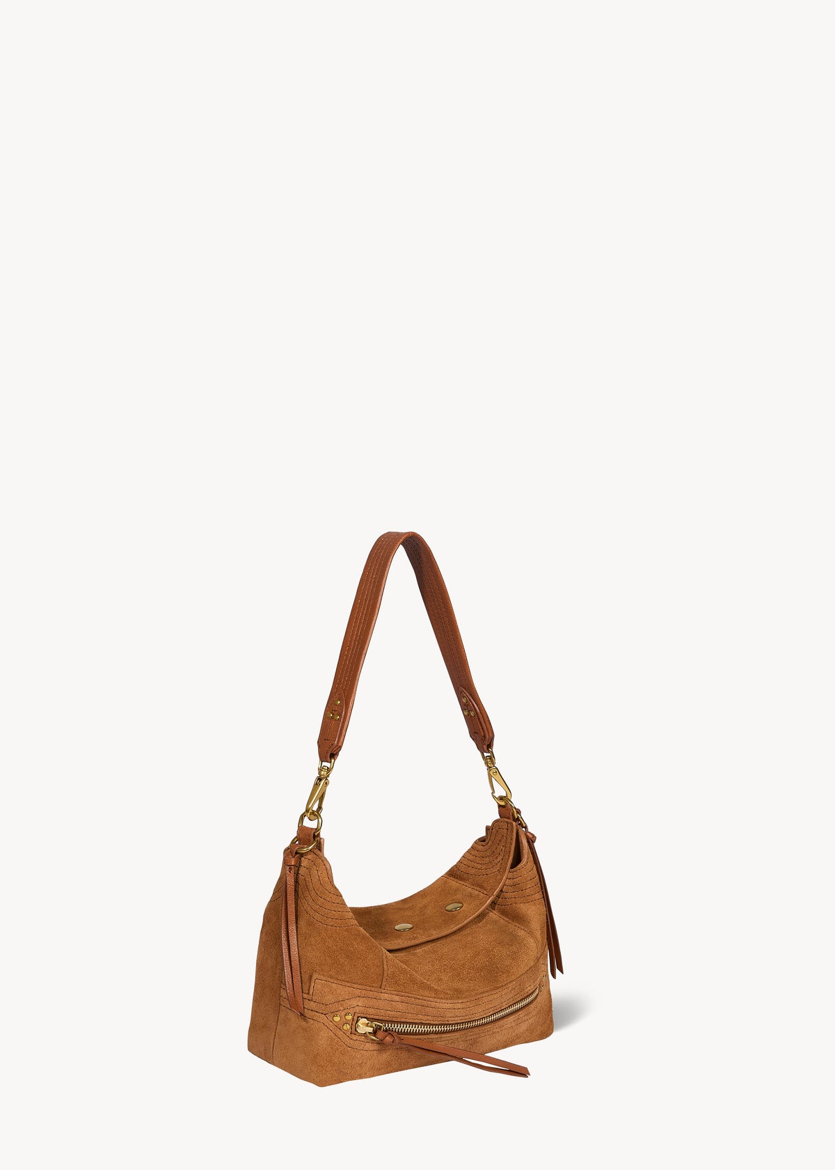 Sac Lucky Hobo Small Croûte Velours Caramel
