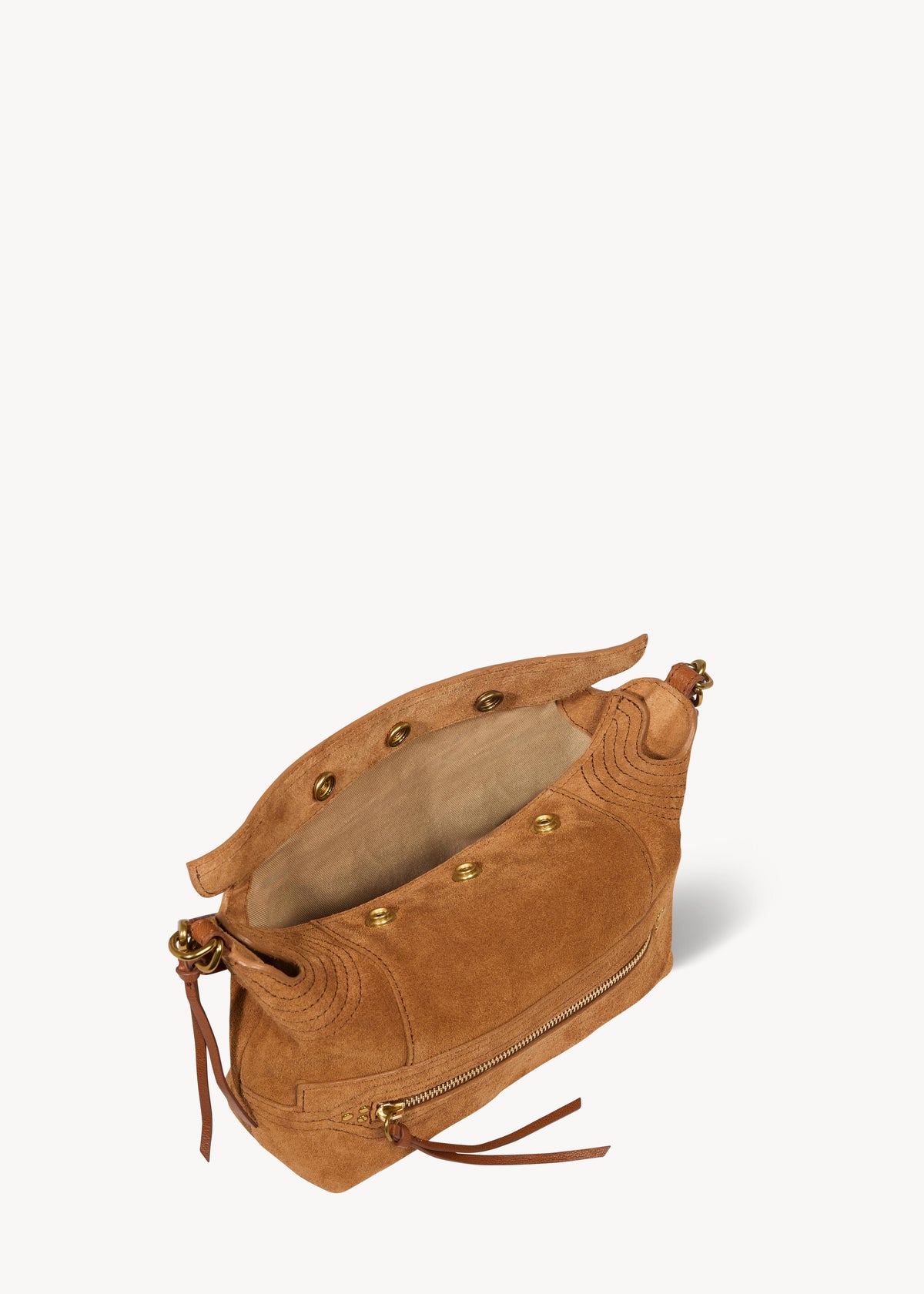 Sac Lucky Hobo Small Croûte Velours Caramel