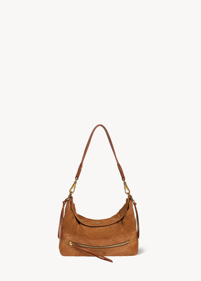 Sac Lucky Hobo Small Croûte Velours Caramel
