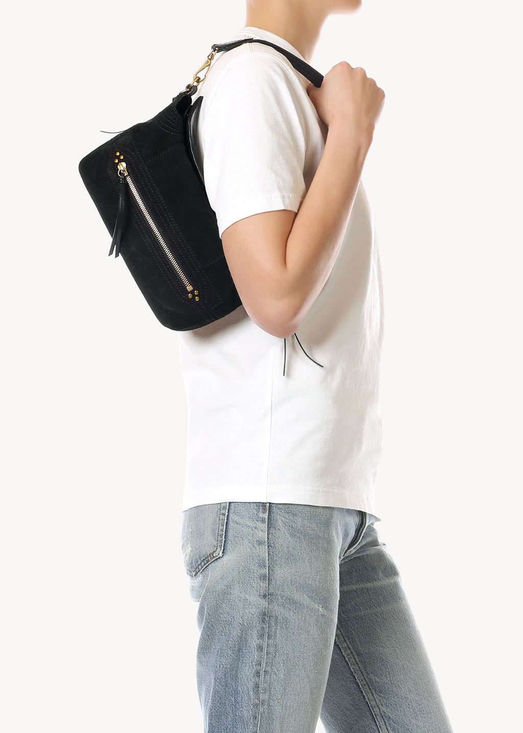 Sac Lucky Hobo Small Croûte Velours Noir