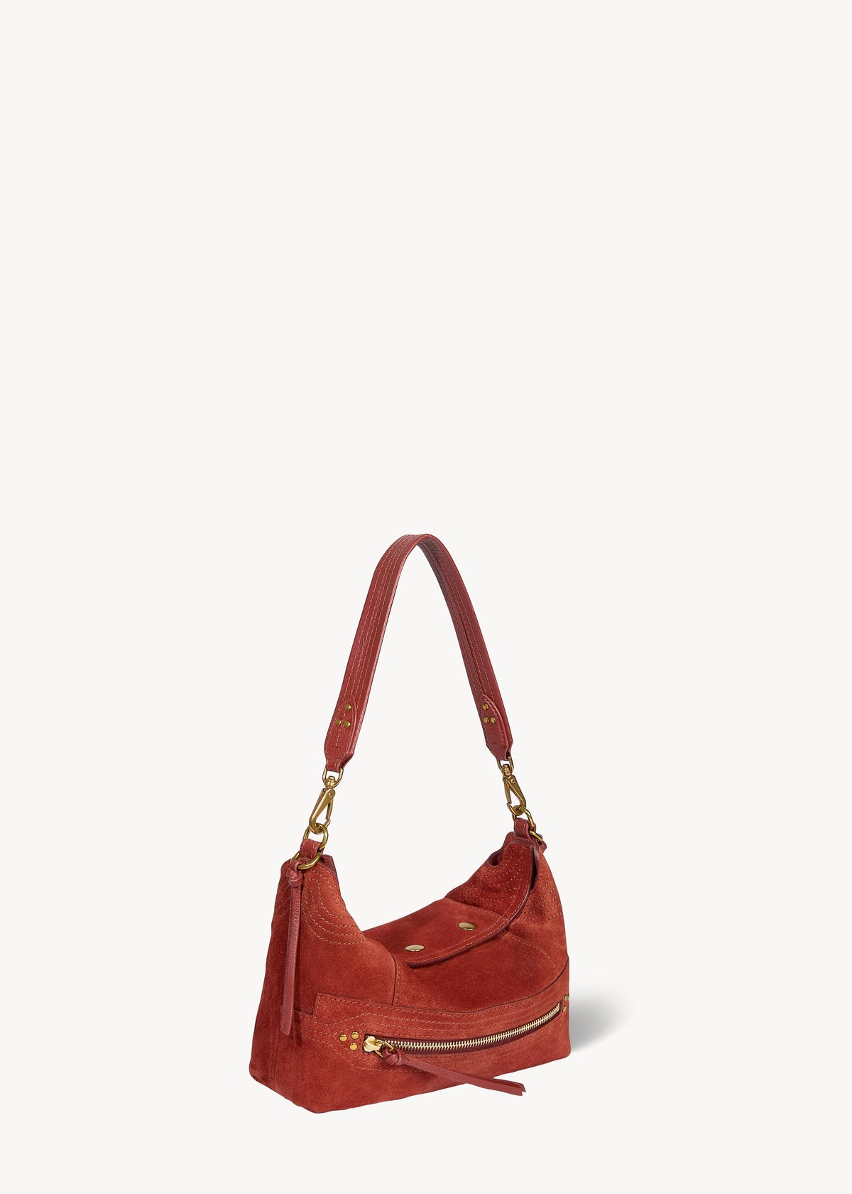 Sac Lucky Hobo Small Croûte Velours Rouille