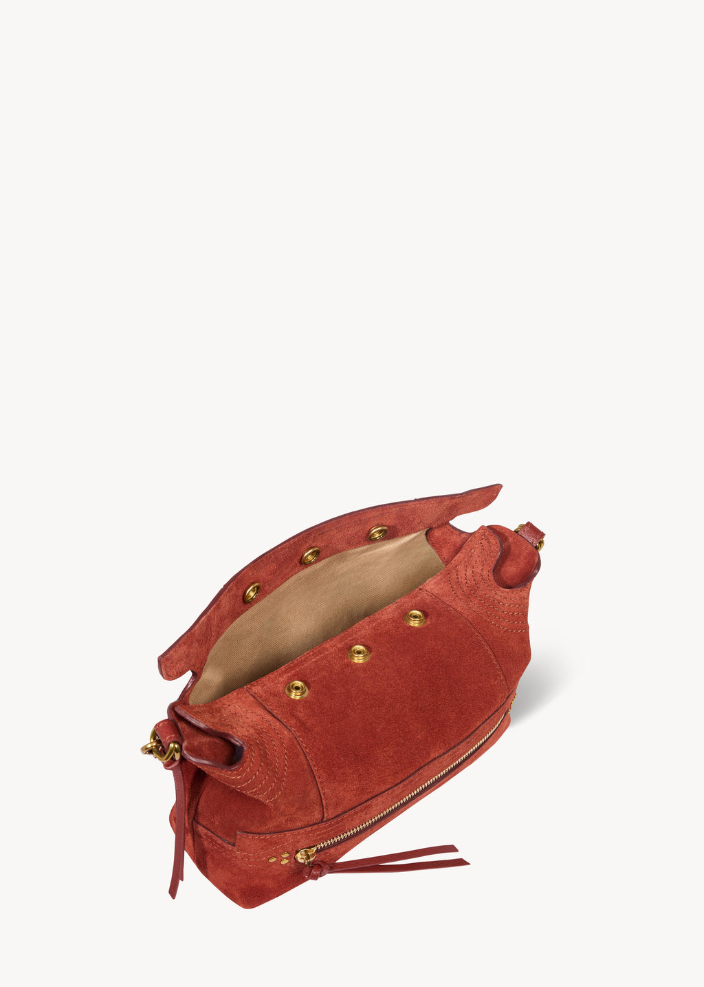 Sac Lucky Hobo Small Croûte Velours Rouille