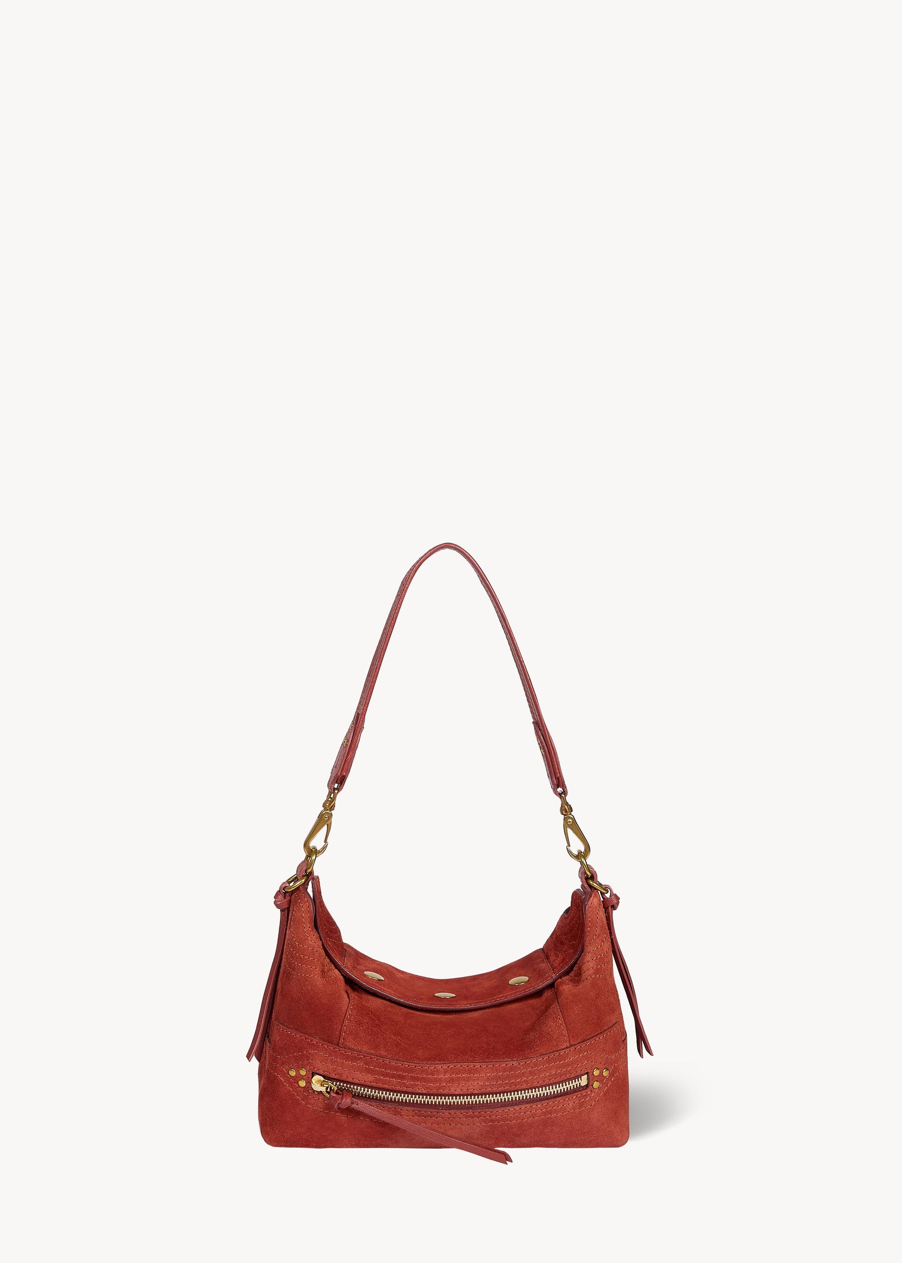 Sac Lucky Hobo Small Croûte Velours Rouille