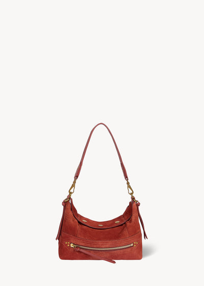 Sac Lucky Hobo Small Croûte Velours Rouille