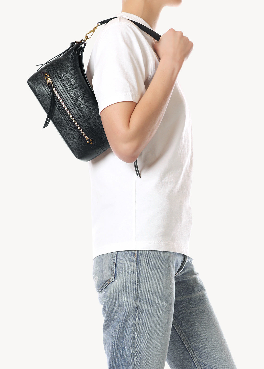 Sac Lucky Hobo Small buffle Noir Brass