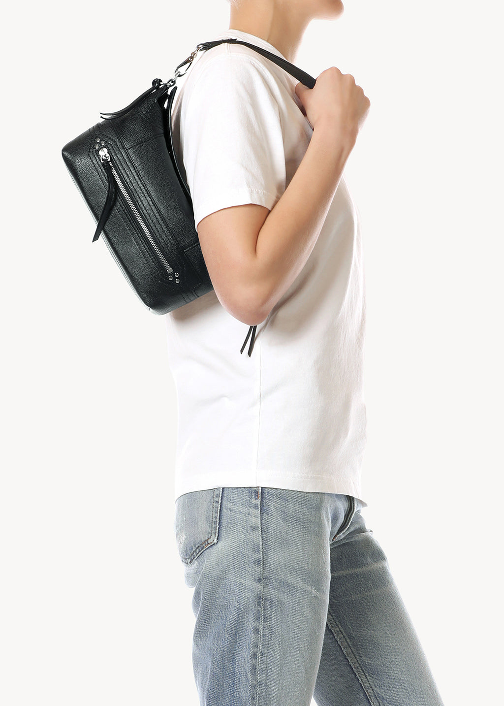 Sac Lucky Hobo Small buffle Noir Silver
